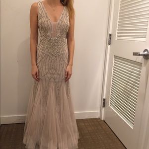 Beaded Prom dress in champagne